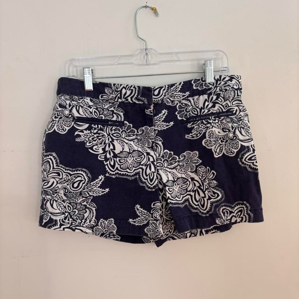 Willi Smith Navy & White High Waisted Shorts | Size 8 | Print
